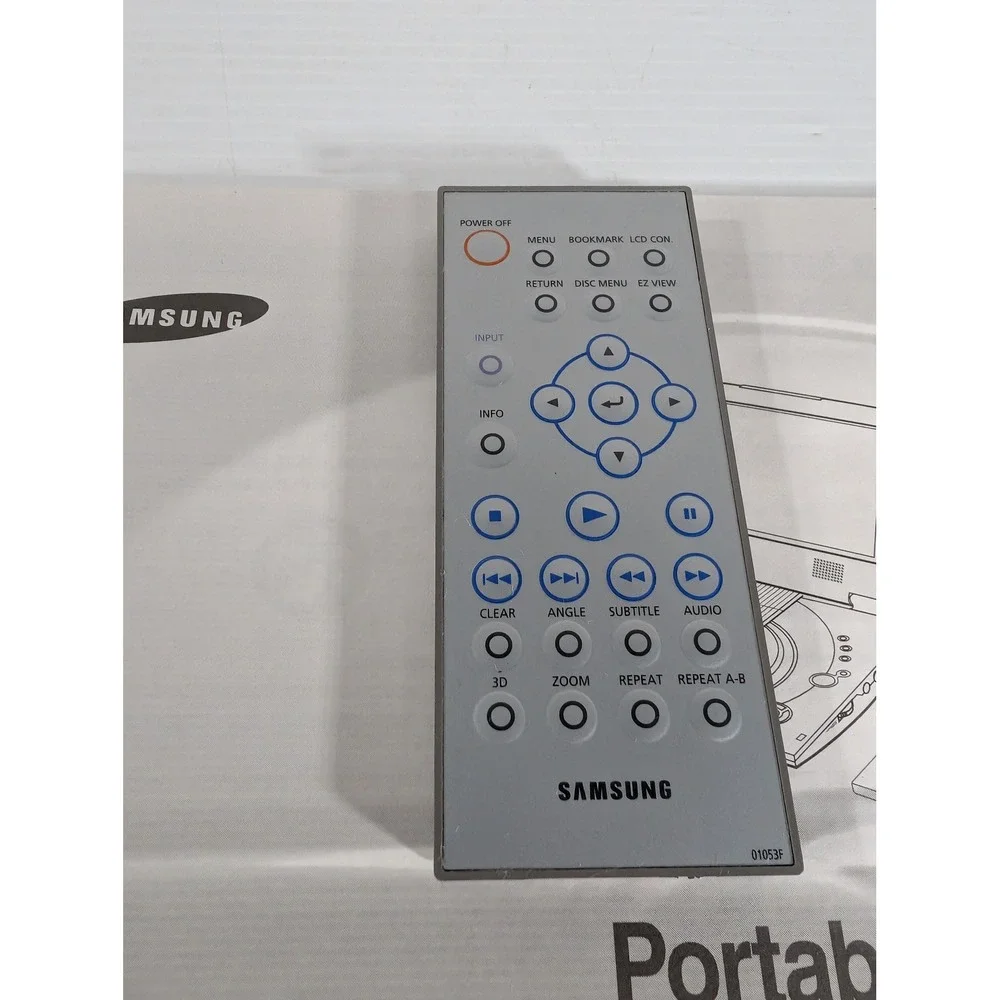 Samsung DVD-L200 Portable DVD Player Remote 01053F and Instruction Manual Silver